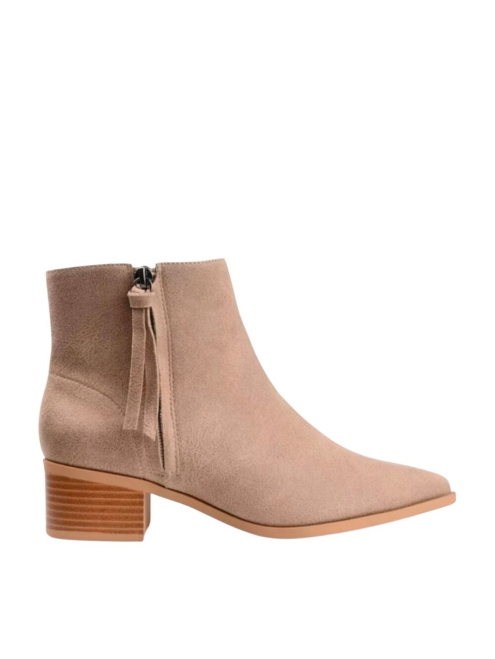 JOURNEE COLLECTION Womens Taupe Comfort Sadiya Pointed Toe Block Heel Booties
